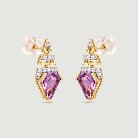 Sleek Radiant Amethyst Drop Earrings