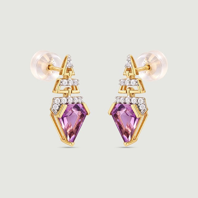 Sleek Radiant Amethyst Drop Earrings,,hi-res image number null