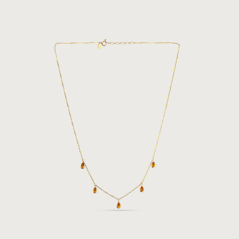 Warm Radiant Dark Citrine Gold Necklace