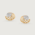 Cresting Waves 14 Kt Gold & Diamond Stud Earrings,,hi-res view 3