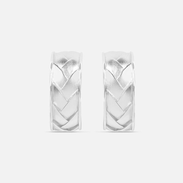 Braided Chic Silver Hoop Earrings,,hi-res image number null