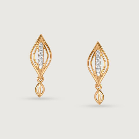Breezy Elegance 14 Kt Gold & Diamond Drop Earrings