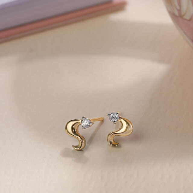 Serpentine Sparkle 14KT Gold & Diamond Stud Earrings,,hi-res image number null