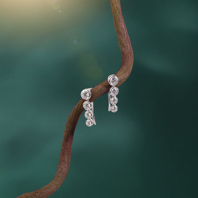 Radiant Line Silver Drop Earrings,,hi-res image number null