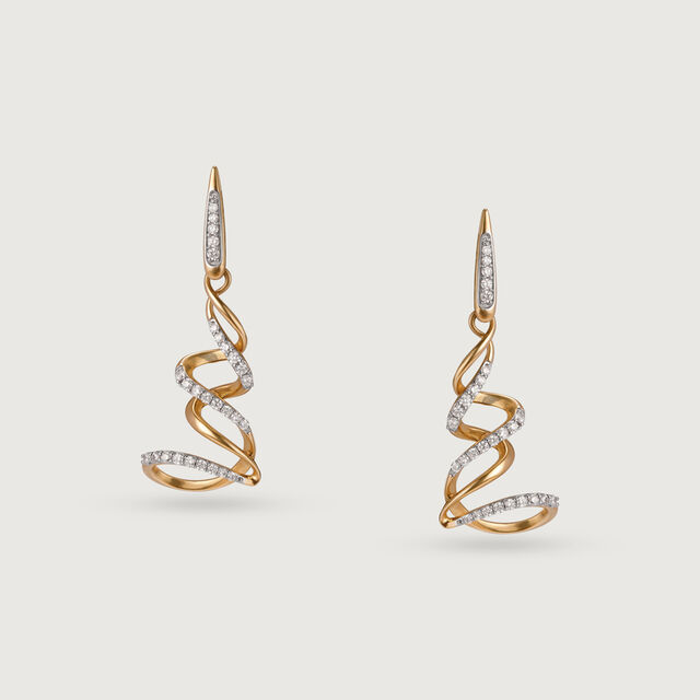 Dancing Diamond Cascade 14KT Yellow Gold Drop Earrings,,hi-res image number null