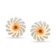 14KT Yellow Gold Shining Floral Stud Earrings,,hi-res view 4