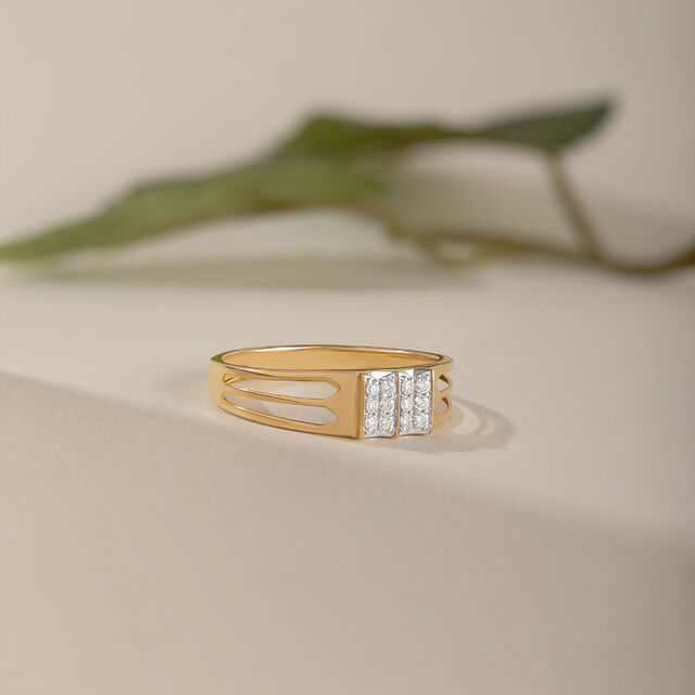 Minimalist Vibes Gold & Diamond Ring for Men,,hi-res image number null