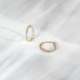 Sparkling Elegance Gold & Diamond Hoop Earrings,,hi-res view 1