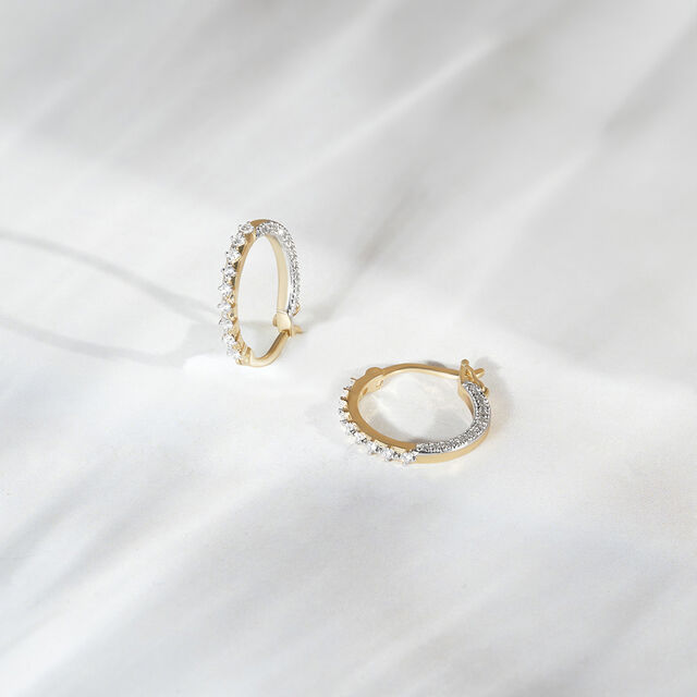Sparkling Elegance Gold & Diamond Hoop Earrings,,hi-res image number null