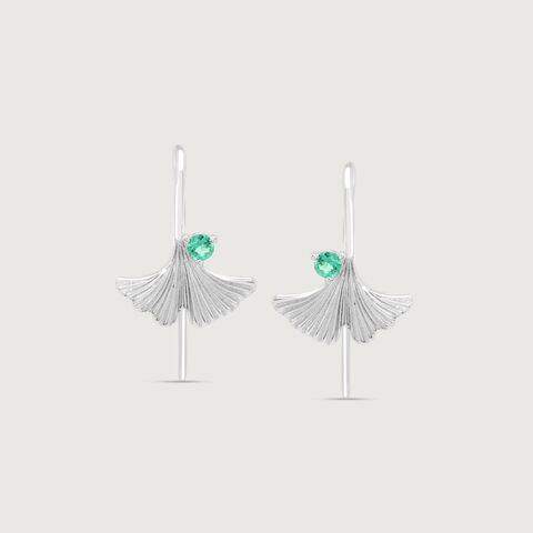 Verdant Glow Silver Hoop Earrings