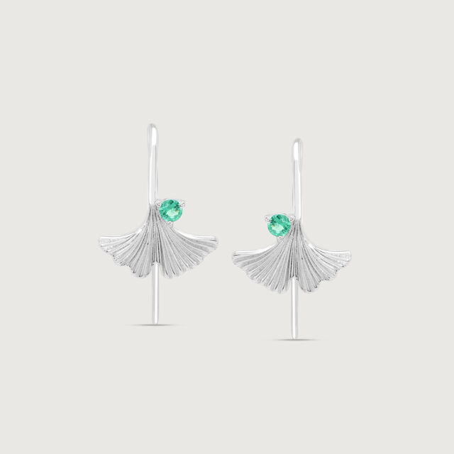 Verdant Glow Silver Hoop Earrings,,hi-res image number null