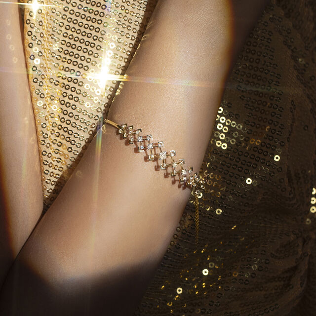 Zig-Zag Elegance Gold & Diamond Bangle,,hi-res image number null