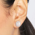 Shimmering Pearl Silver Stud Earrings,,hi-res view 2