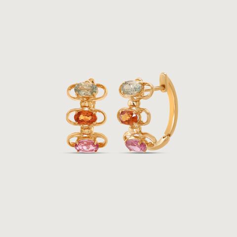 Prism Glow Sapphire Hoop Earrings