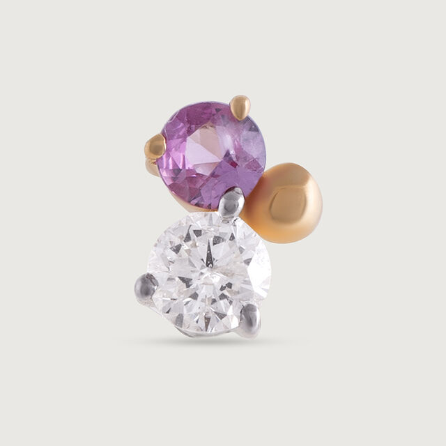 Rhythm Pulse Gold, Sapphire & Diamond Nose Pin,,hi-res image number null