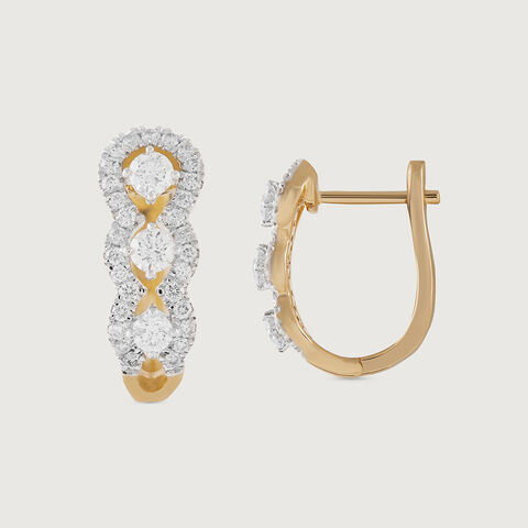 Sleek Edge Gold & Diamond Hoop Earrings