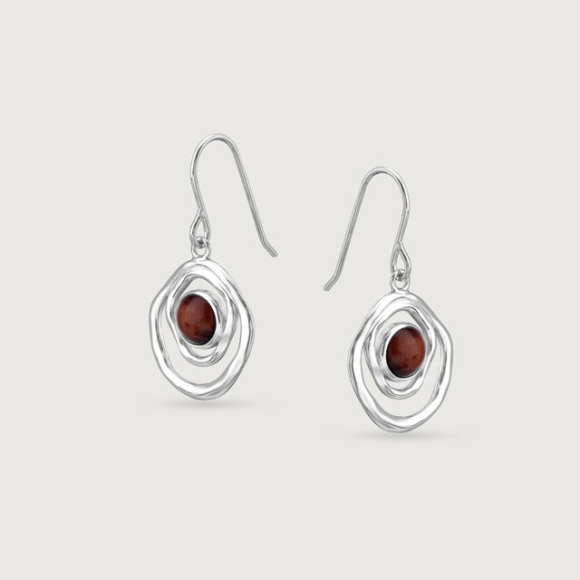 Earthy Waves Silver Hoop Earrings,,hi-res image number null