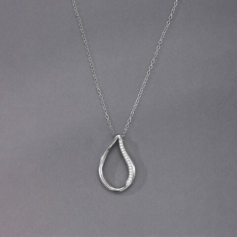 Fluid Teardrop Silver Necklace