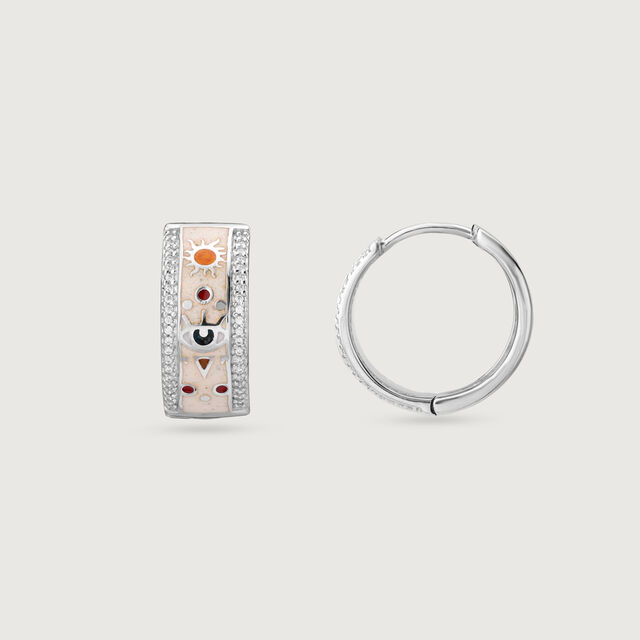 Stellar Guard Silver Hoop Earrings,,hi-res image number null