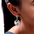 Mother of Pearl Charming Silver Hoop Earrings,,hi-res view 2