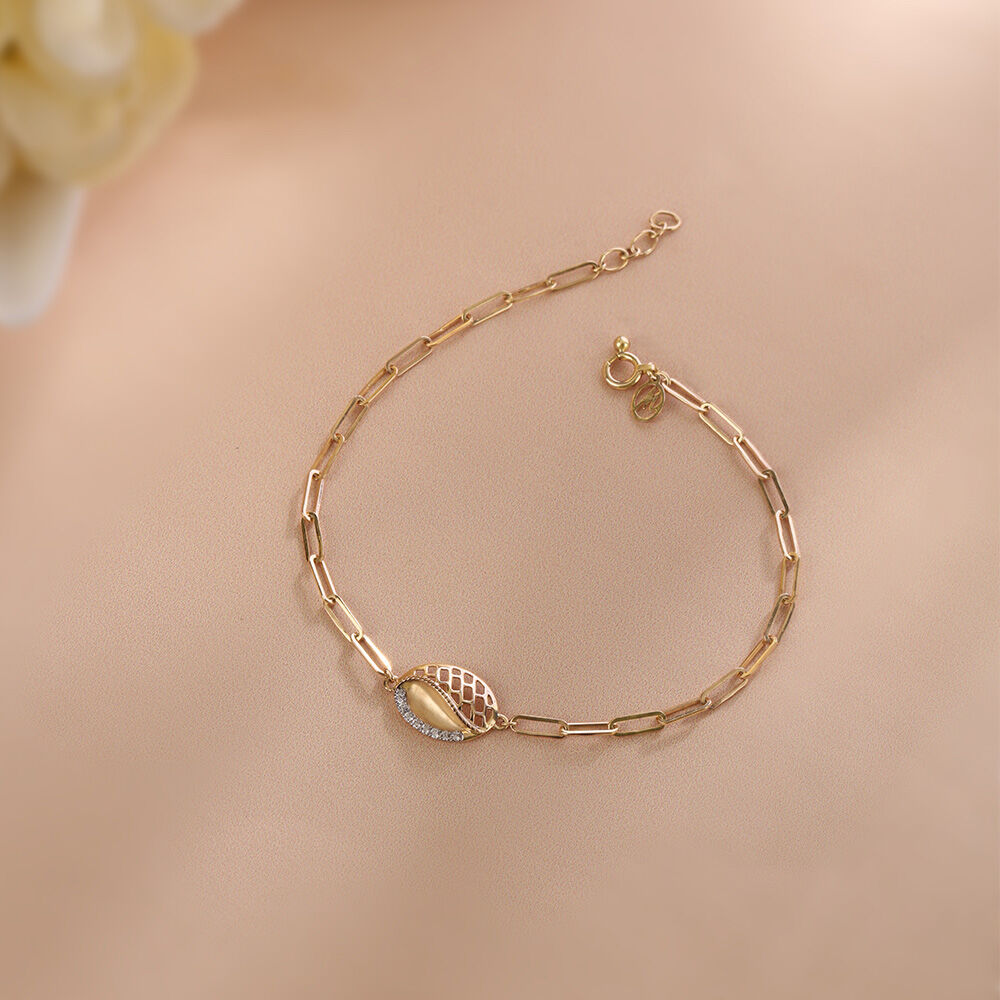 Buy Golden Ellipse 14KT Gold Diamond Bracelet Online Mia by Tanishq