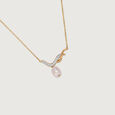 Dainty Drop 14 Kt Diamond & Pearl Necklace,,hi-res view 2
