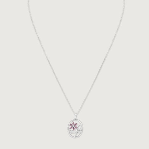 Floral Vine Frame Silver Necklace
