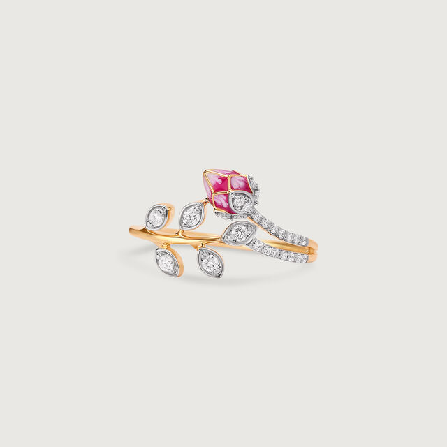 Floral Fantasy Gold & Diamond Finger Ring,,hi-res image number null