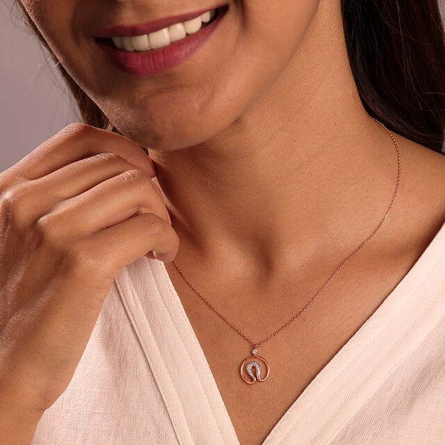 Twirl Charm 14KT Gold & Diamond Pendant with Chain,,hi-res image number null