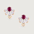 Radiant Spiral Ruby & Diamond Stud Earrings,,hi-res view 2
