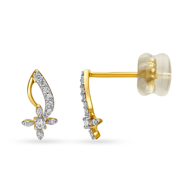 14KT Yellow Gold Diamond  Stud Earrings,,hi-res view 2