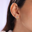 Architectural Chic Gold & Diamond Drop Earrings,,hi-res view 2