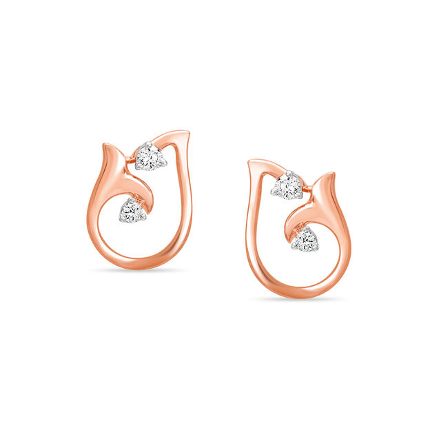 14KT Rose Gold Ethereal Blossom Diamond Stud Earring,,hi-res image number null