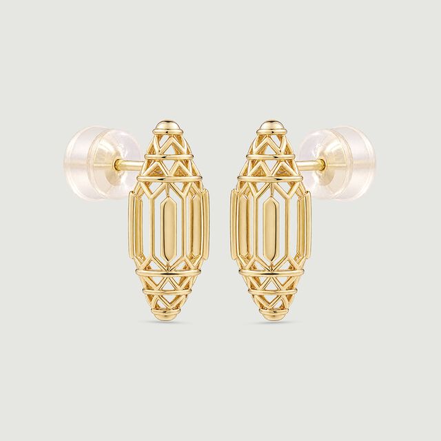 Intricate Architectural Gold Stud Earrings,,hi-res image number null