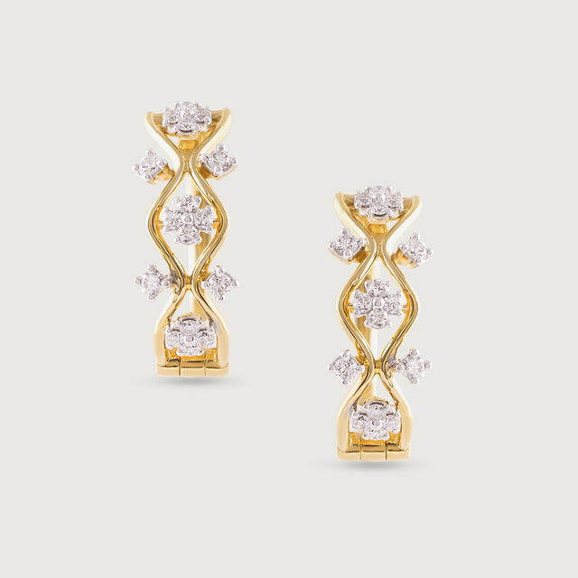 Geometric Glam Gold & Diamond Hoop Earrings,,hi-res image number null