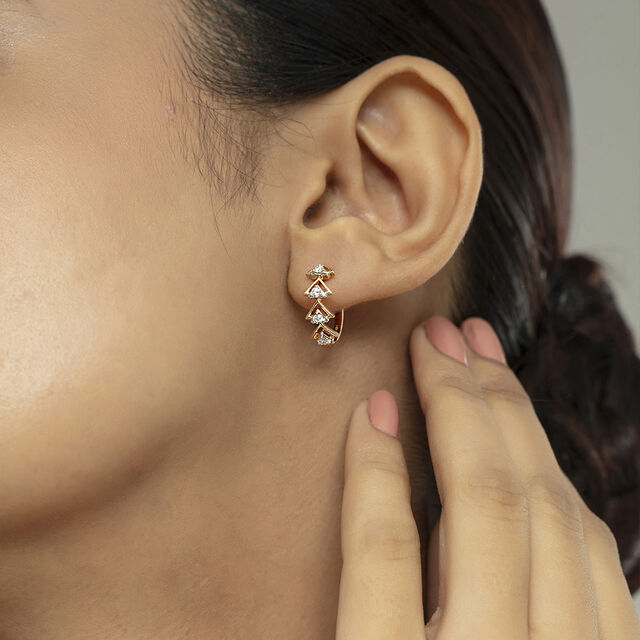 Modern Chic Gold & Diamond Hoop Earrings,,hi-res image number null