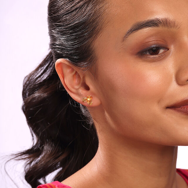 Spiral Glow 22KT Gold Stud Earrings,,hi-res image number null
