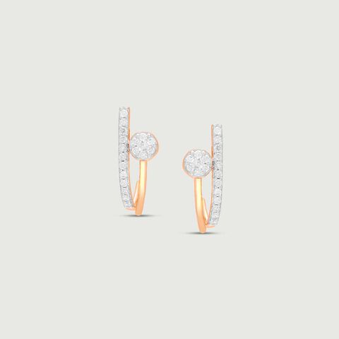Glam Curve Diamond Hoop Earrings