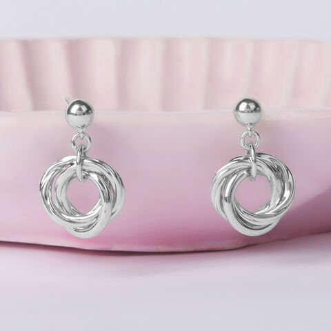 Twisted Loop Silver Drop Earrings