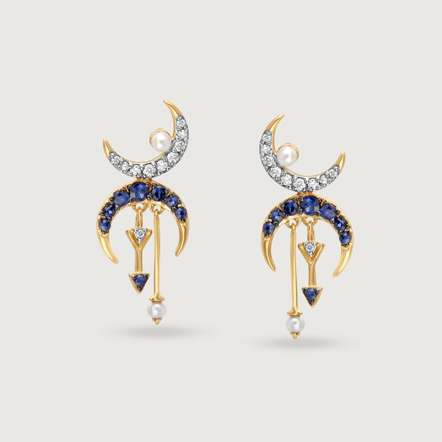 Moonstruck Merriment Diamond and Blue Sapphire Drop Earring,,hi-res image number null