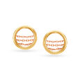 14KT Yellow & Rose Gold Stud Earrings With Circular Design,,hi-res view 1