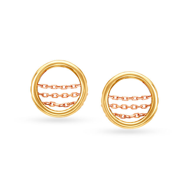 14KT Yellow & Rose Gold Stud Earrings With Circular Design,,hi-res image number null
