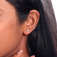 Love Glow Diamond & Gold Stud Earrings,,hi-res view 2
