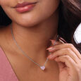Mother of Pearl Heart Silver Necklace,,hi-res view 2