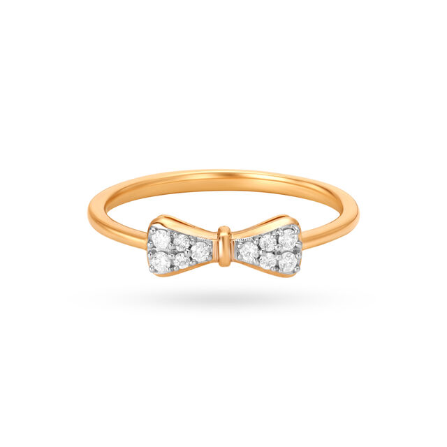 14KT Yellow Diamond Bow Bliss Finger Ring,,hi-res view 3