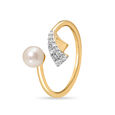14KT Yellow Gold Petals and Pave Pearl Ring,,hi-res view 3