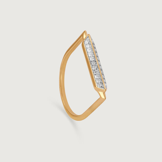 Bold Lines Gold & Diamond Finger Ring,,hi-res image number null