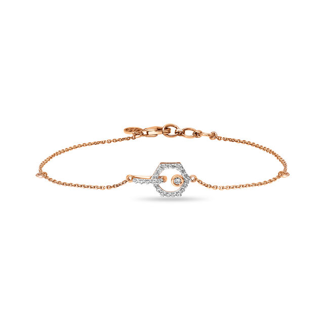14 KT Rose Gold Hexagon Diamond Bracelet,,hi-res view 2