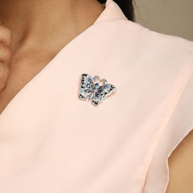 Mosaic Butterfly Silver Brooch,,hi-res image number null