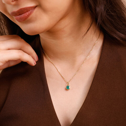 Sleek Contemporary Emerald Gold Pendant